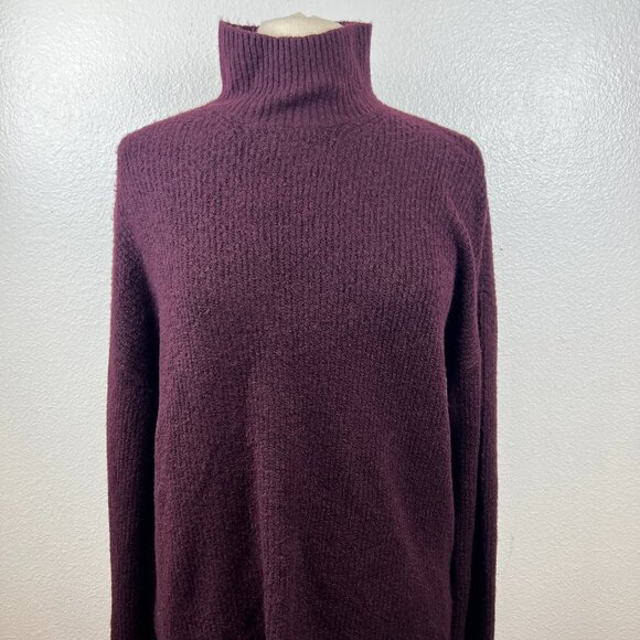 NWT French Connection Burgundy Mock Neck Bell Sleeve Ribbed Sweater Size M - Picture 2 of 9